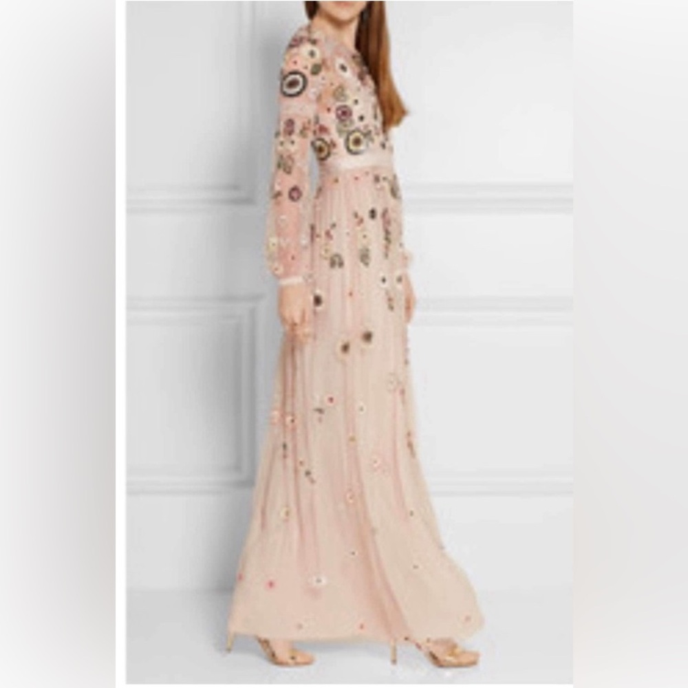 Needle & Thread Petal Pink Woodland Lace Maxi Dress Size10